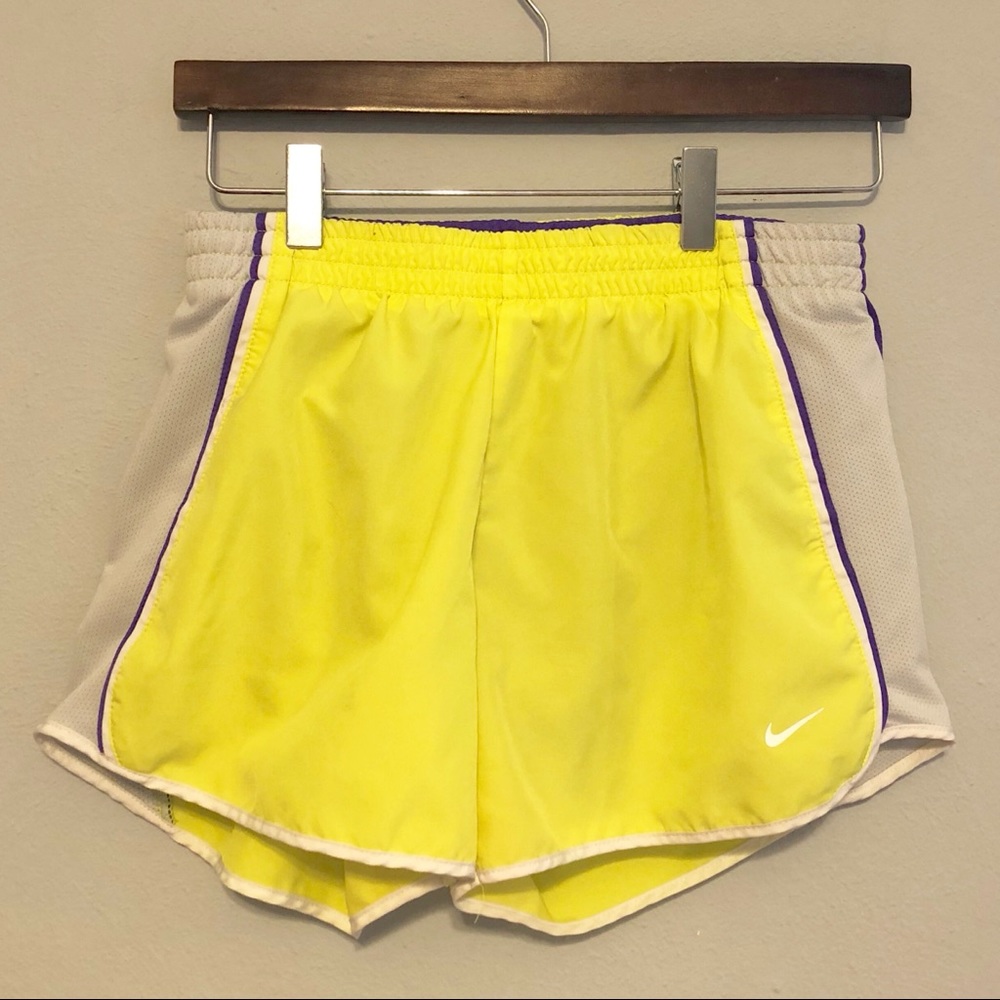 [Nike] Dri-Fit Shorts, Yellow w/ Purple Accents